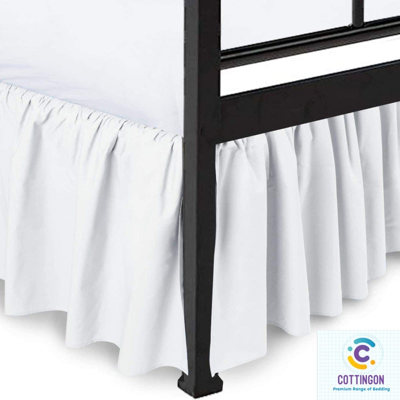 Cottingon Ruffled Bed Skirt with Split Corners-Dust Ruffle - 21" Drop 100% Microfiber Soft,Sheen & Luxurious Look - Bed Skirts (White -Queen) - Image 2